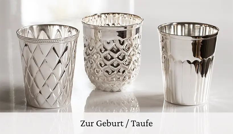 Taufe Geburt Getriebene Silberbecher